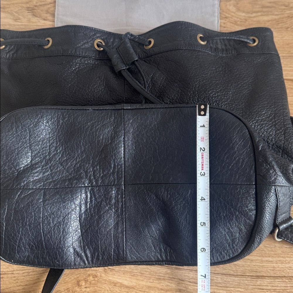 Anthropologie DAY & MOOD Black Leather Backpack Sleek Minimalist Chic Casual EUC - Picture 9 of 16